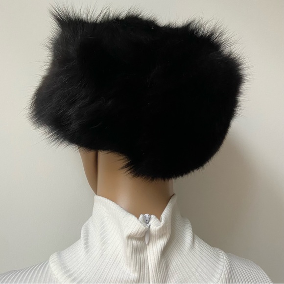 Black real fur hat - Picture 4 of 6